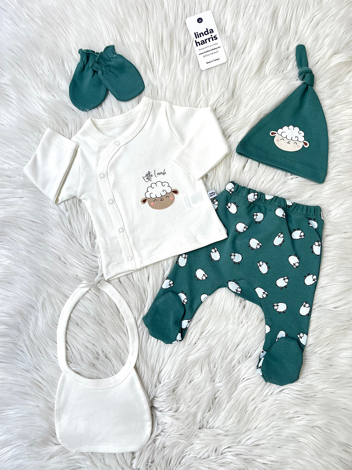 🐑 Little Lamb Kuzulu 5’li Yenidoğan Seti