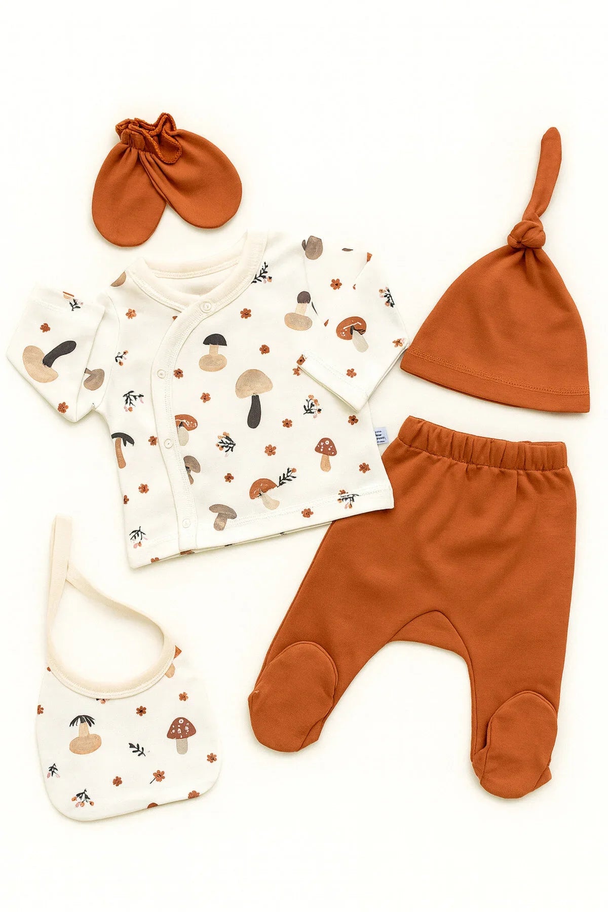 ๐ Terracotta Mushroom Newborn Set โ 5 Pieces