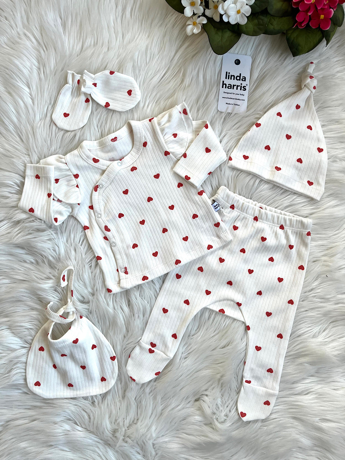 ❤️ Kırmızı Kalpli 5’li Yenidoğan Seti