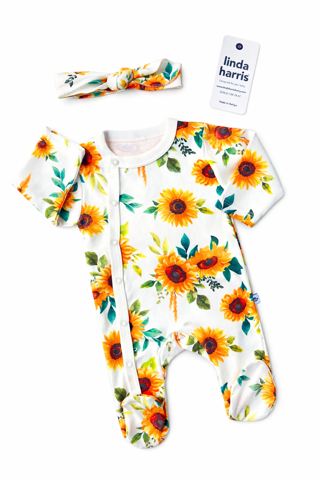 🌻 Sunflower Pattern Newborn Pajama Set