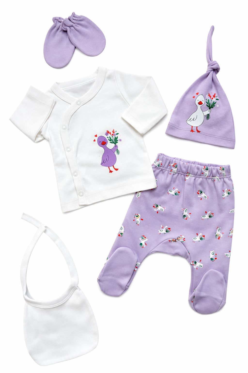 Little Duck Lavender 5-Piece Newborn Baby Set