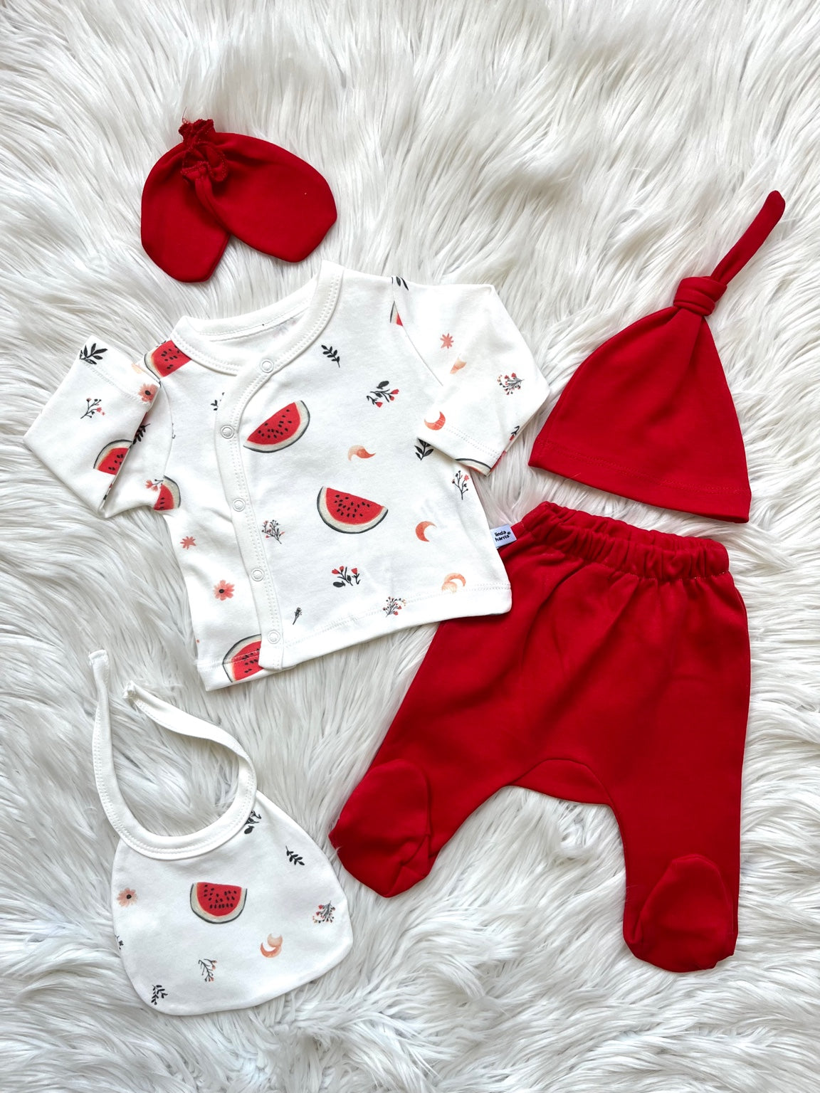 🍉❤️ Karpuz Desenli 5’li Yenidoğan Seti