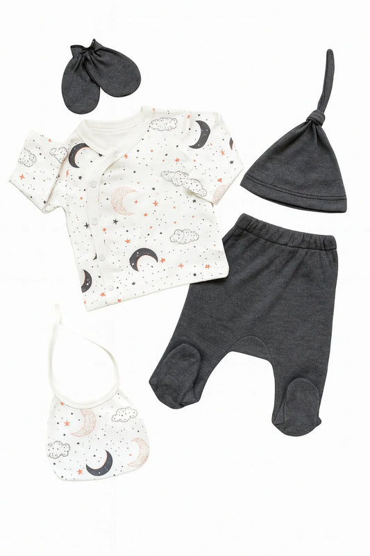 🌙✨ Moon & Stars Newborn Set – 5 Pieces