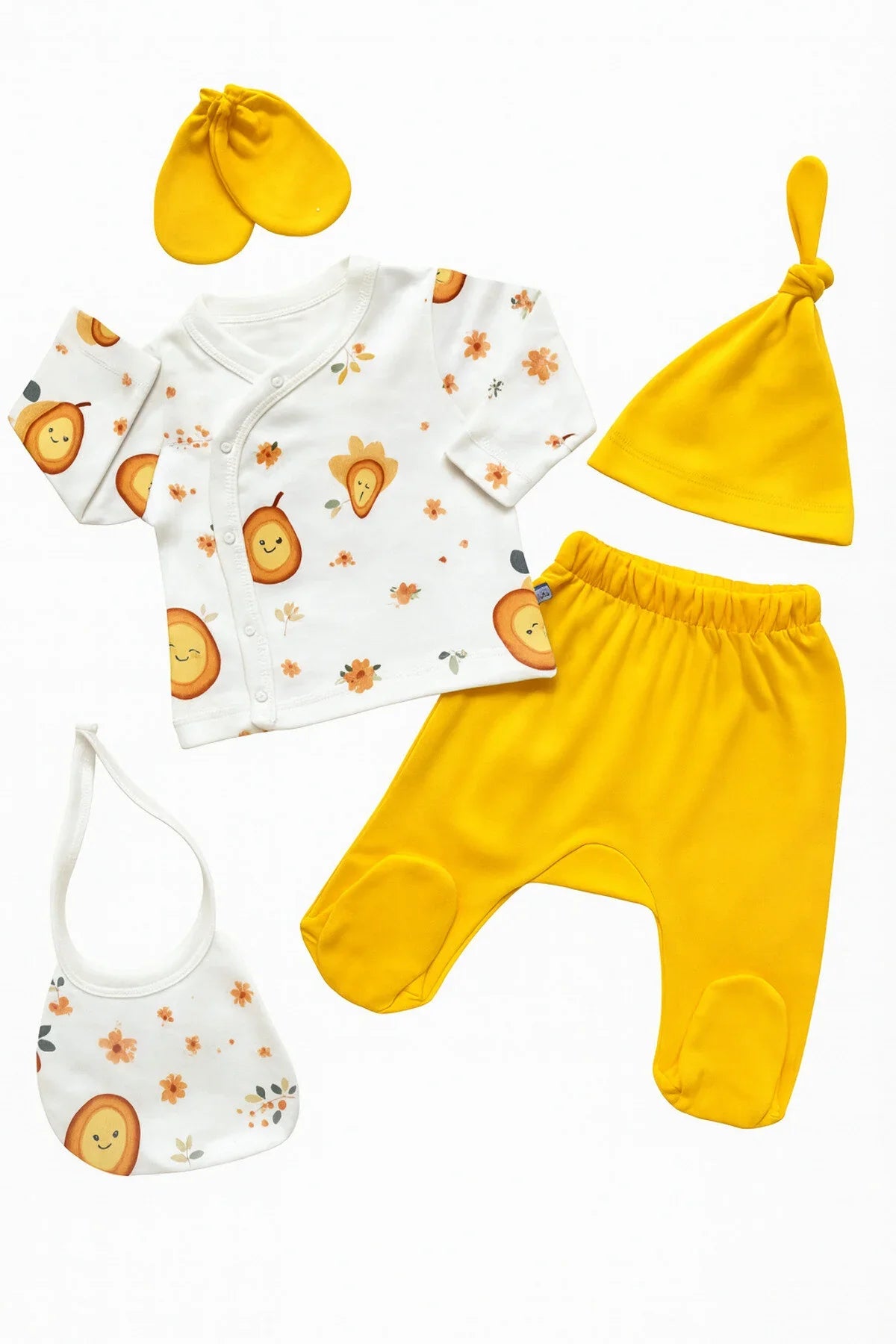 🍐 Yellow Pear Newborn Set – 5 Pieces