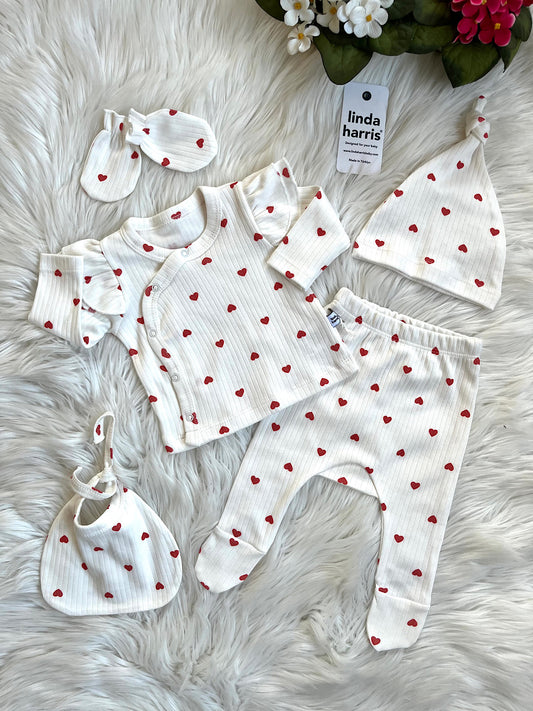 ❤️ Kırmızı Kalpli 5’li Yenidoğan Seti
