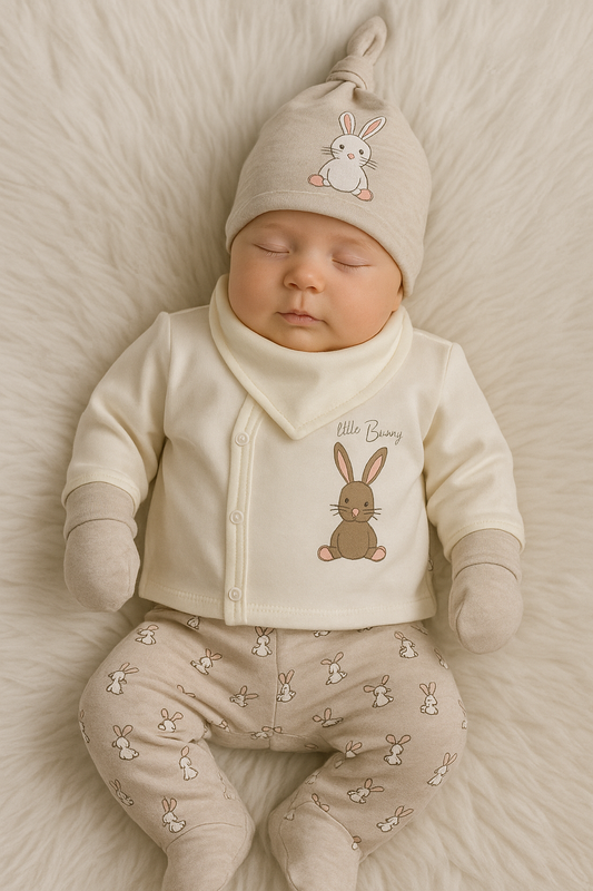 🐰 Little Bunny Baby Set – 5 Pieces | 100% Cotton