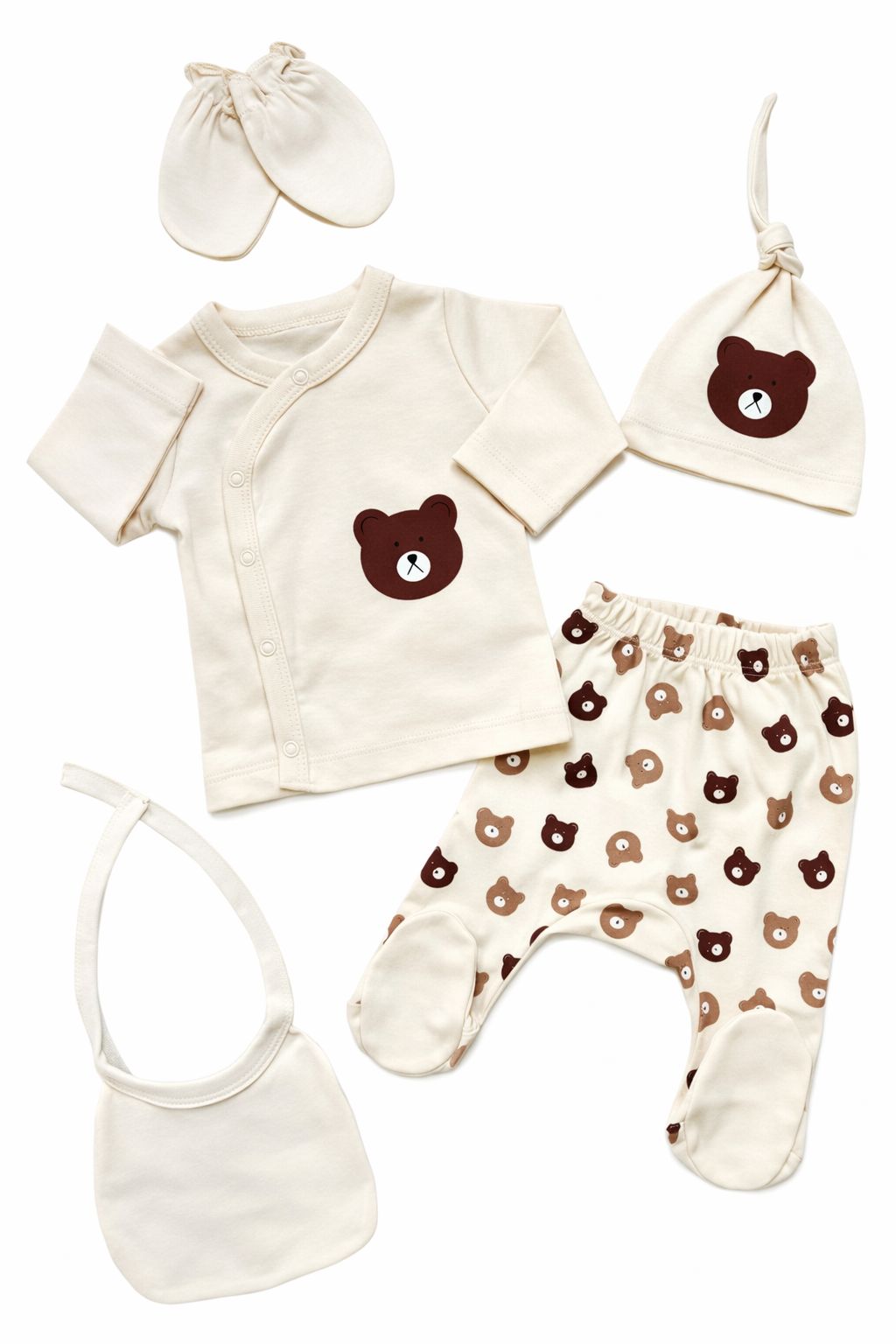 Cute Bear Cream 5-Piece Newborn Baby Set
