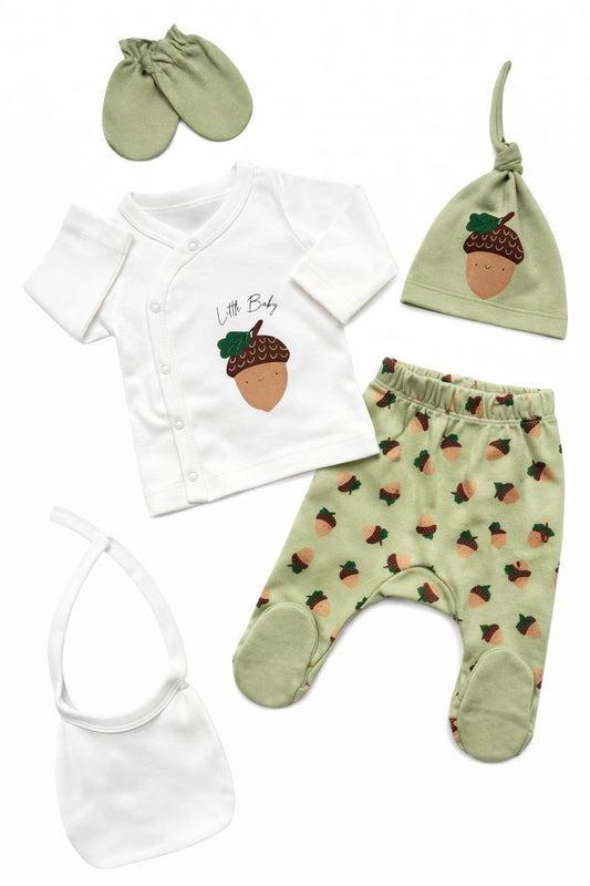 Little Acorn Green 5-Piece Newborn Baby Set