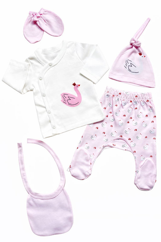 Little Swan Pink 5-Piece Newborn Baby Set