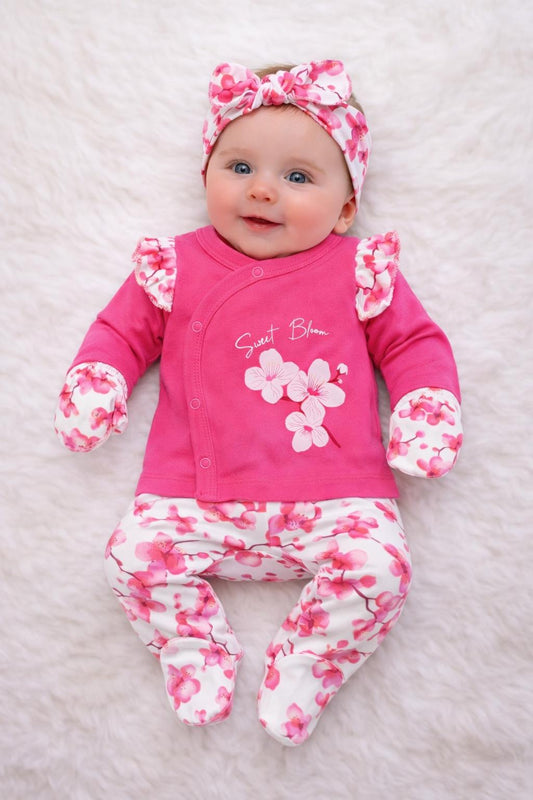 Sweet Bloom Pink Floral Newborn Baby Set