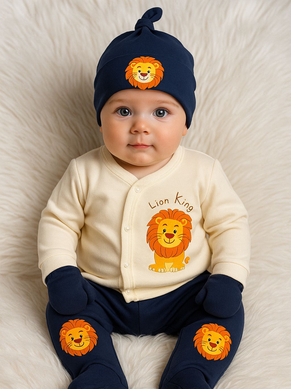 🦁 5-Piece Baby Newborn Set – Lion Theme