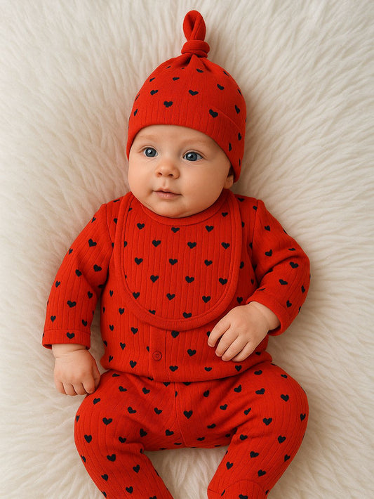 ❤️ Red Hearts Newborn Set – 5 Pieces