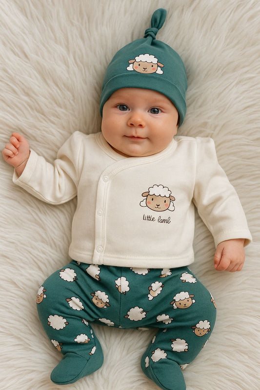 🐑 5-Piece Baby Newborn Set – Lamb Theme