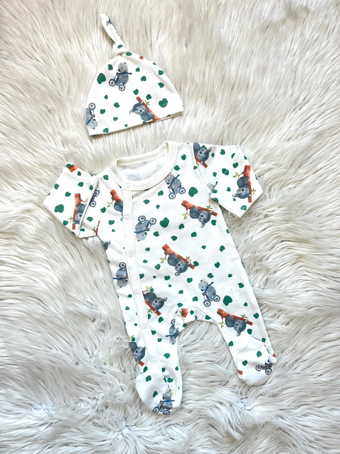 🐨 Koala Desenli Yenidoğan Tulum + Şapka